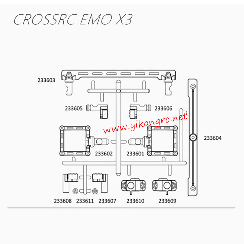 CrossRC EMO X3 Parts Transparent Car Shell Accessories Package CS-97401232 list