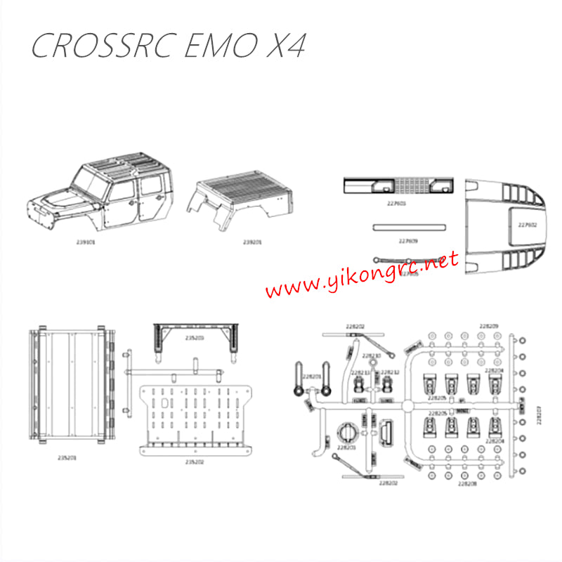 CrossRC EMO X4 Parts Gray Complete Shell Assembly CS-97401289 1
