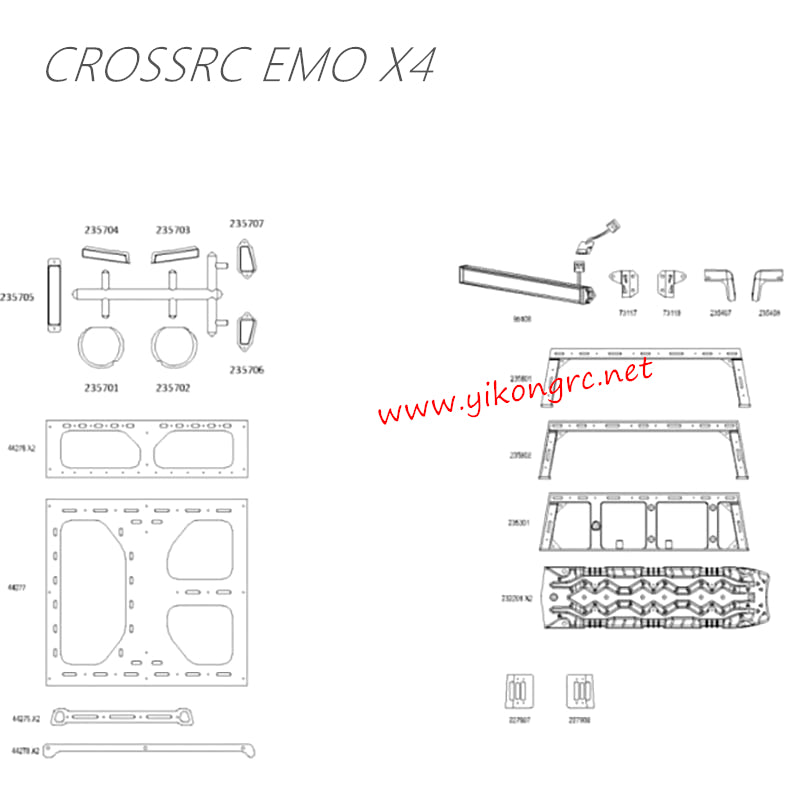 CrossRC EMO X4 Parts Gray Complete Shell Assembly CS-97401289 3
