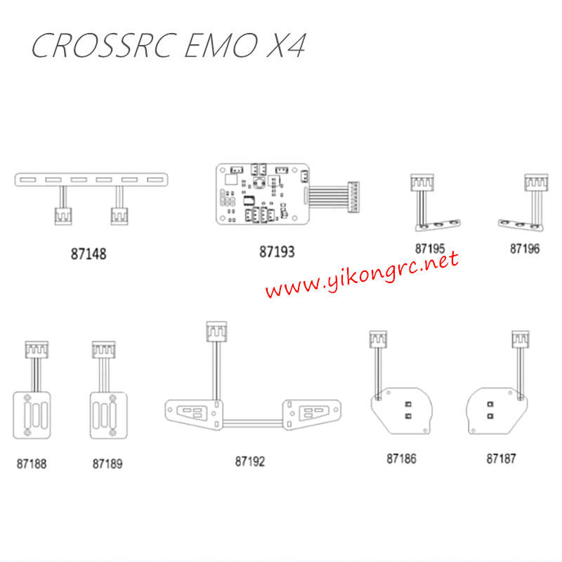 CrossRC EMO X4 Parts Gray Complete Shell Assembly CS-97401289 4