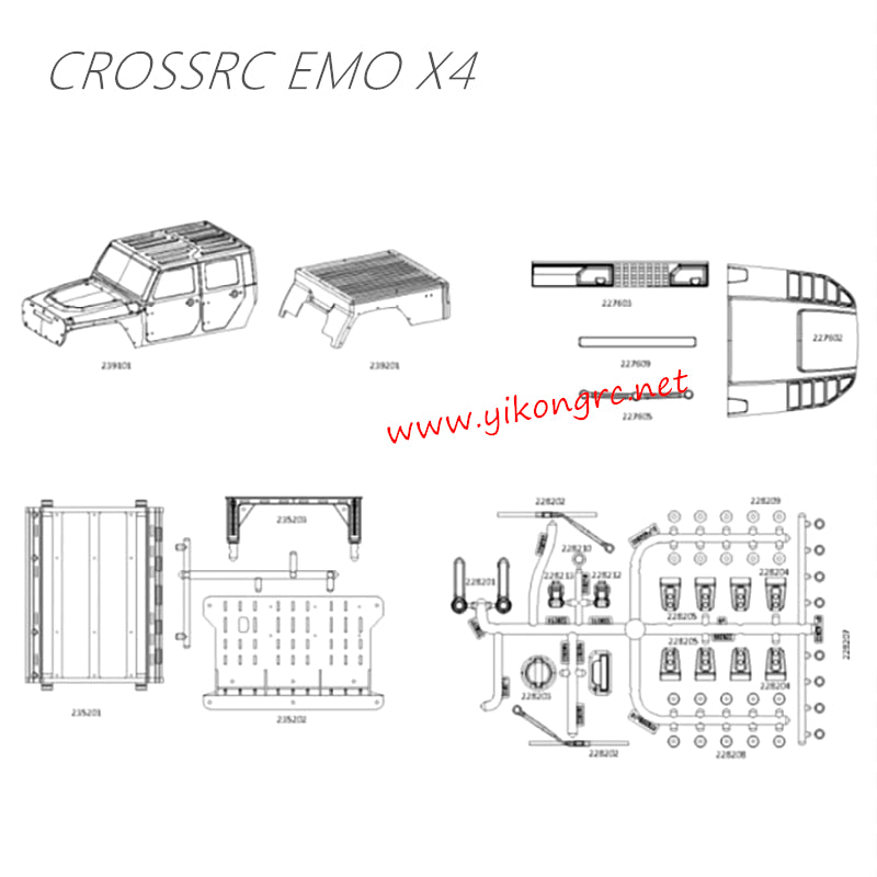 CrossRC EMO X4 Parts Orange Body Assembly CS-97401287 1
