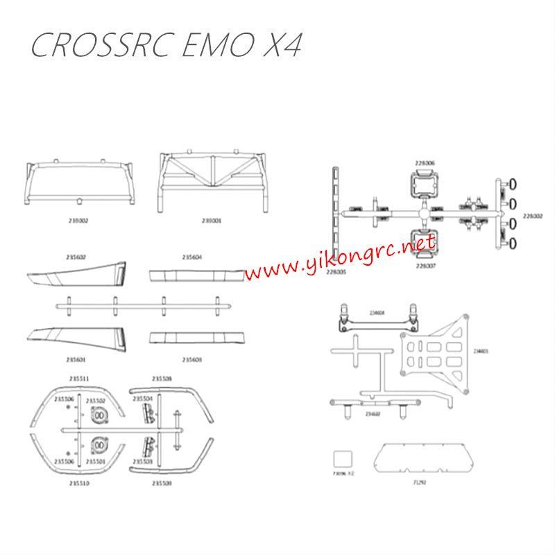 CrossRC EMO X4 Parts Orange Body Assembly CS-97401287 2
