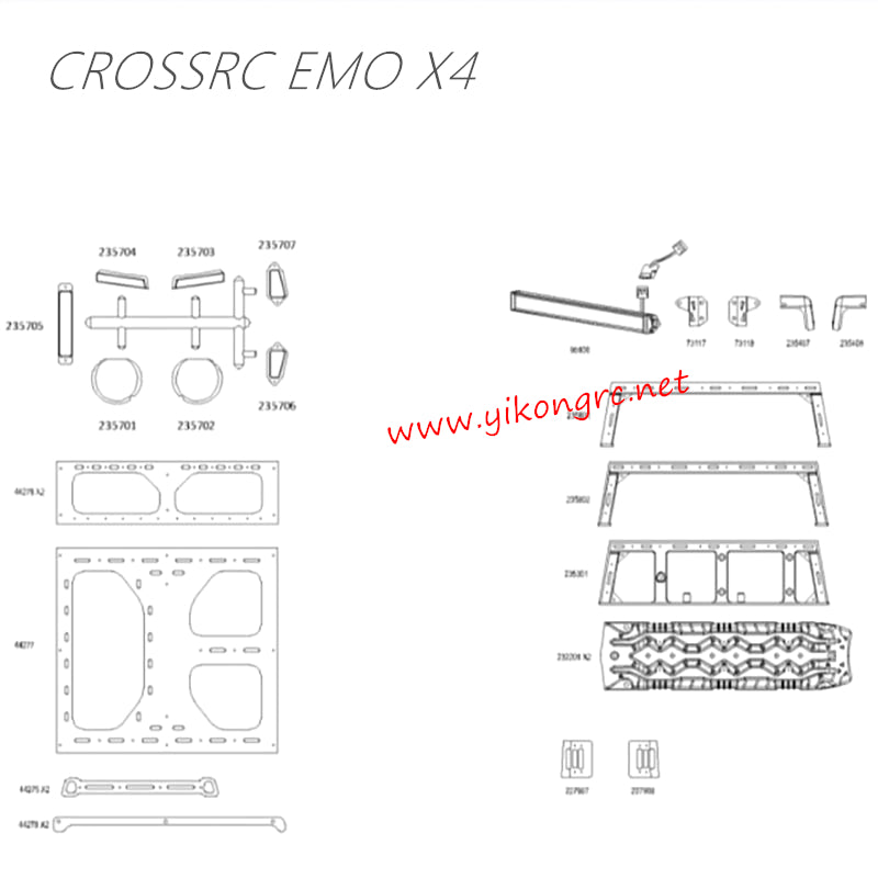 CrossRC EMO X4 Parts Orange Body Assembly CS-97401287 3