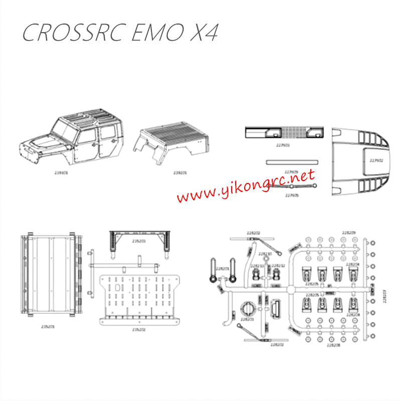 CrossRC EMO X4 Parts Silver Complete Shell Assembly CS-97401288 1