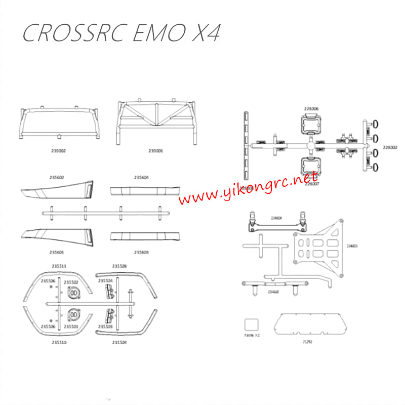 CrossRC EMO X4 Parts Silver Complete Shell Assembly CS-97401288 2