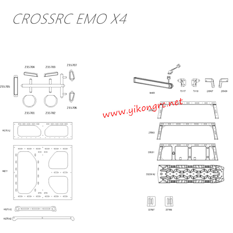 CrossRC EMO X4 Parts Silver Complete Shell Assembly CS-97401288 3
