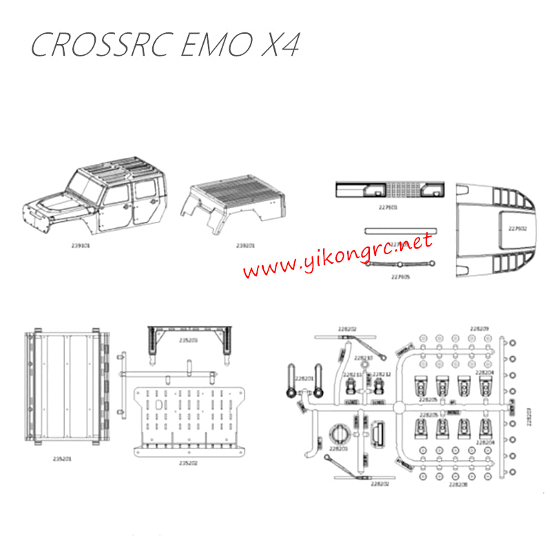 CrossRC EMO X4 Parts Transparent Complete Shell Assembly CS-97401286 1
