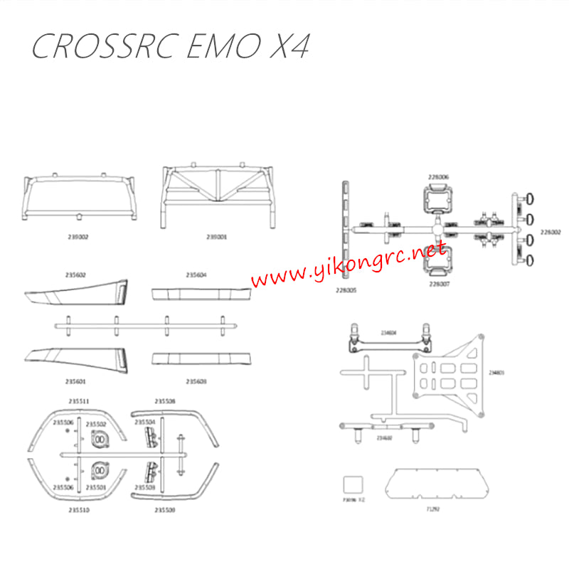 CrossRC EMO X4 Parts Transparent Complete Shell Assembly CS-97401286 2