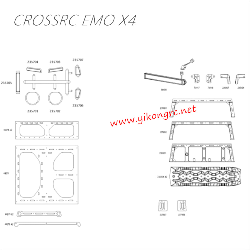 CrossRC EMO X4 Parts Transparent Complete Shell Assembly CS-97401286 3