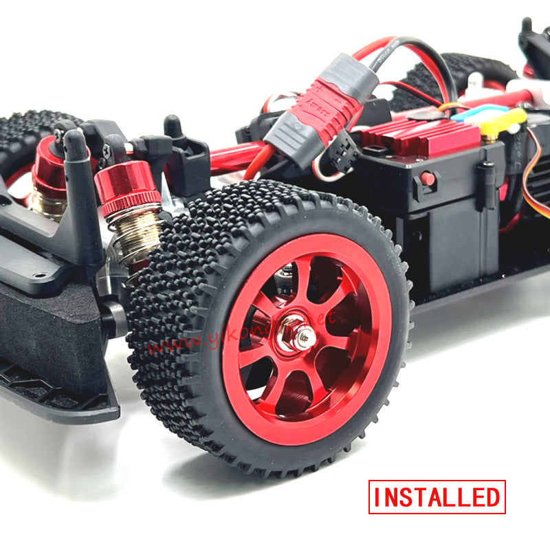 MJX Hyper Go 14301 Upgrade Parts Metal hub wheels installed front