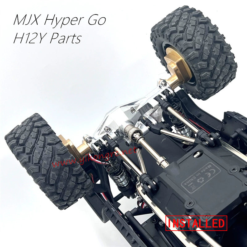 MJX Hyper Go H12Y Upgrades Front Axle Housing Brass Front Cup C Hub Portal Axle Cover installed back