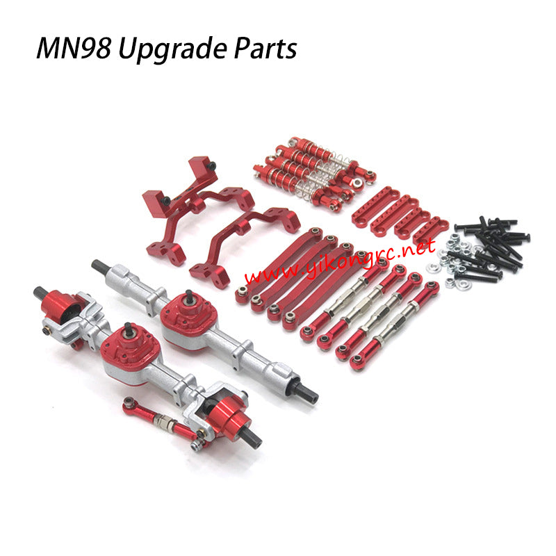 MN-RC MN98 RC Truck Upgrades Metal F/R Axle Tie Rod Shock Absorber red