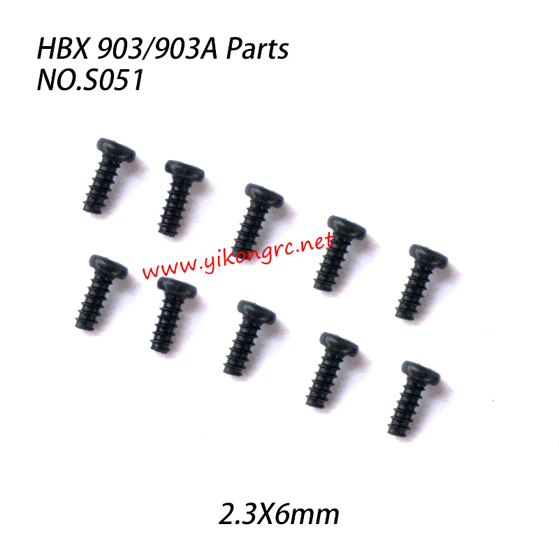 NO.S051 Round Head Self Tapping Screw 2.3X6mm Parts For HAIBOXING 903 903A RC Truck