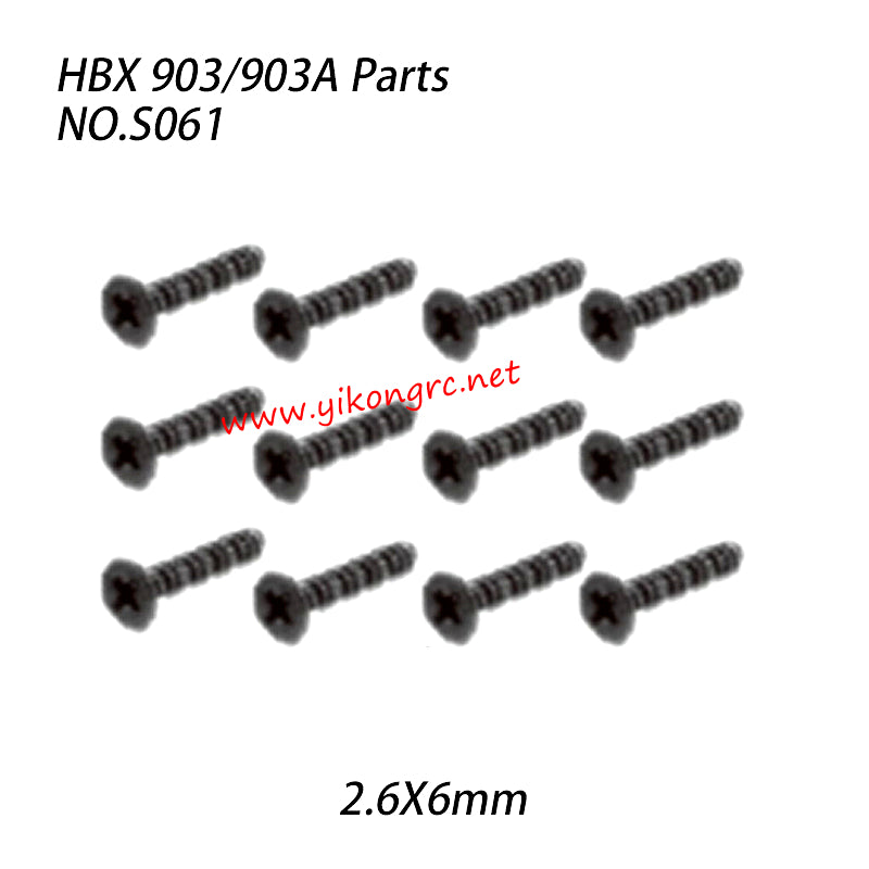 NO.S061 Screw KBHO 2.6X6mm Parts For HAIBOXING 903 903A RC Truck