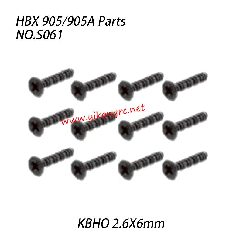 NO.S061 Screw (KBHO 2.6X6mm) Parts For HAIBOXING 905A 905 RC Truck