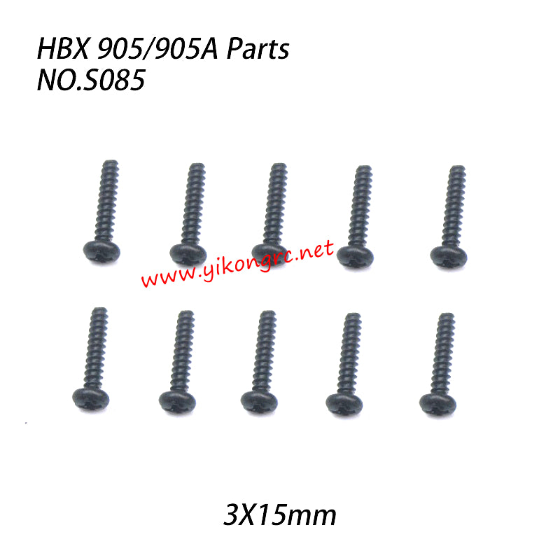 NO.S085 Round Head Self Tapping (3X15mm) Parts For HAIBOXING 905A 905 RC Truck