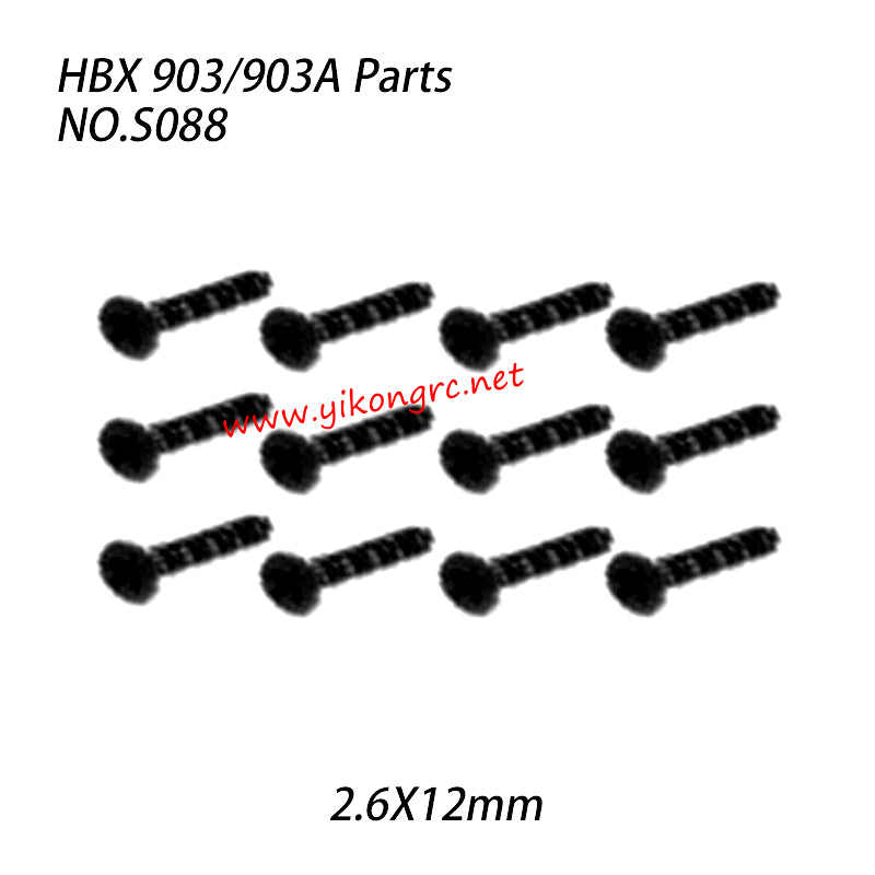 NO.S088 Countersunk Self Tapping KBHO 2.6X12mm Parts For HAIBOXING 903 903A RC Truck