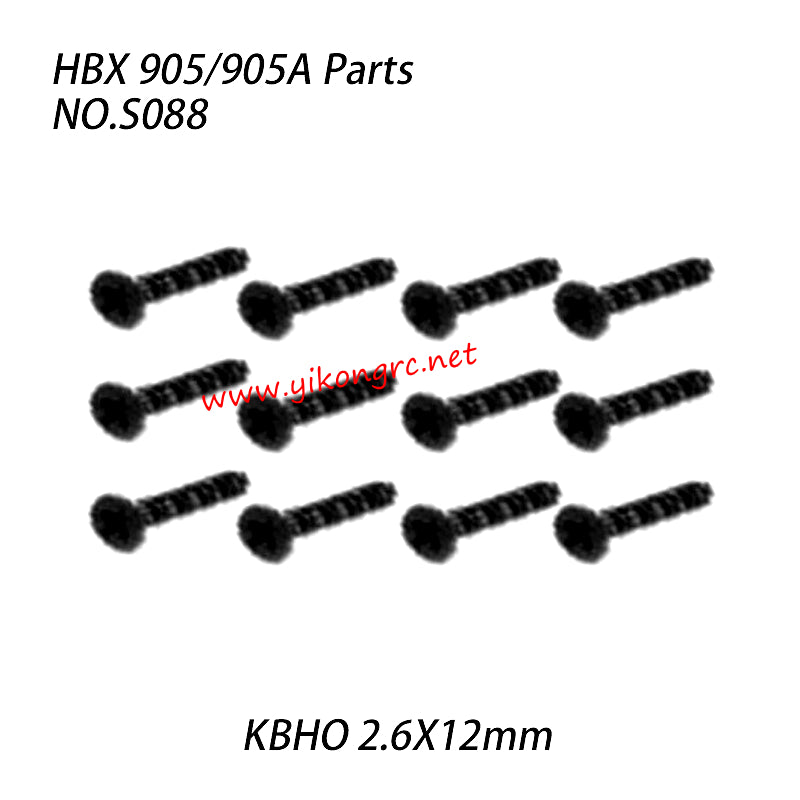 NO.S088 Countersunk Self Tapping (KBHO 2.6X12mm) Parts For HAIBOXING 905A 905 RC Truck