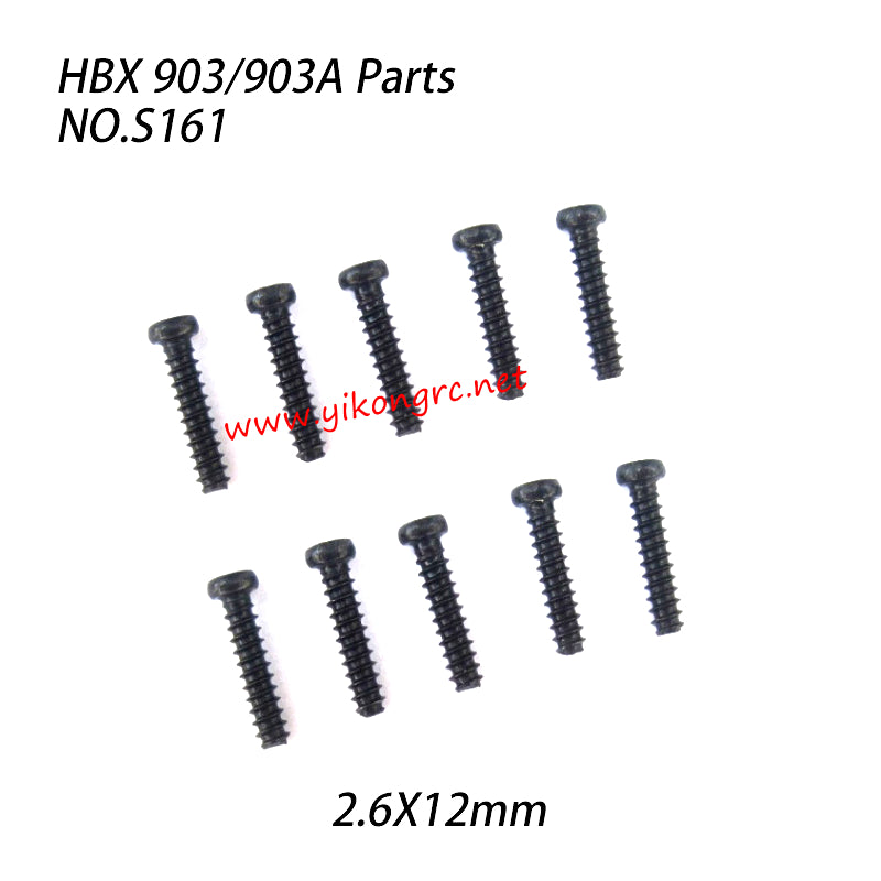 NO.S161 Round Head Self Tapping Screws 2.6X12mm Parts For HBX 903 903A RC Truck