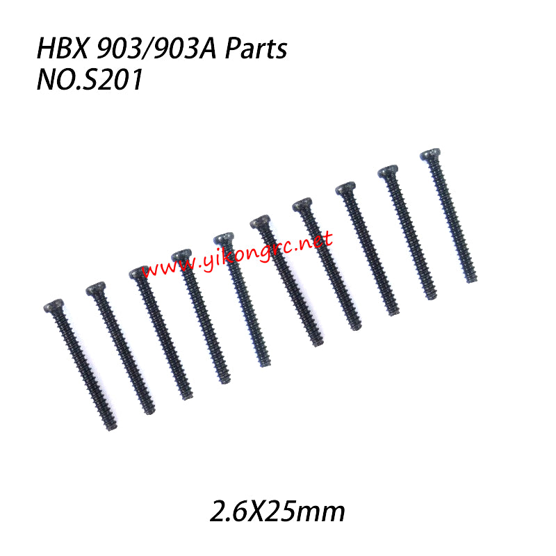 NO.S201 Round Head Self Tapping Screw 2.6X25mm Parts For HAIBOXING 903 903A RC Truck