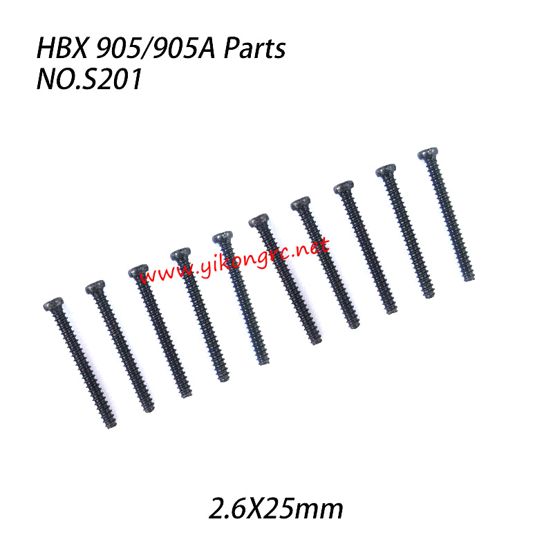 NO.S201 Round Head Self Tapping Screw (2.6X25mm) Parts For HAIBOXING 905A 905 RC Truck