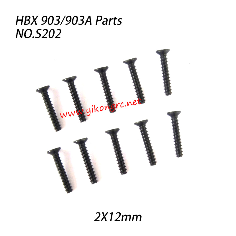 NO.S202 Countersunk Self Tapping Screw 2X12mm Parts For HBX 903 903A RC Truck