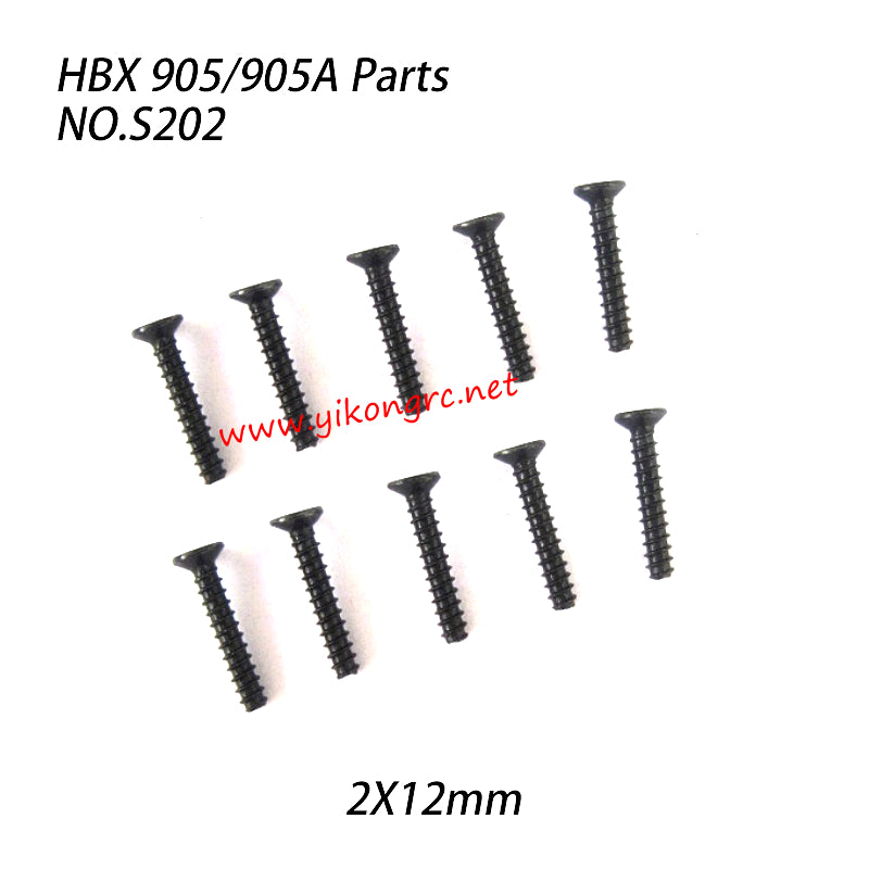NO.S202 Countersunk Self Tapping Screw (2X12mm) Parts For HAIBOXING 905A 905 RC Truck