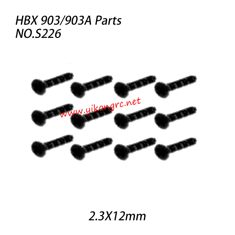 NO.S226 Countersunk Self Tapping KBHO 2.3X12mm Parts For HBX 903 903A RC Truck