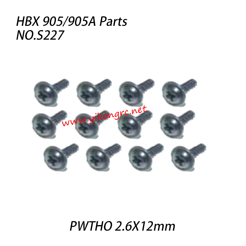 NO.S227 Flange Head Self Tapping Screws (PWTHO 2.6X12mm) Parts For HAIBOXING 905A 905 RC Truck
