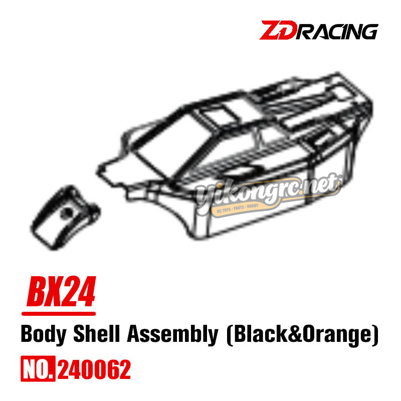 ZD Racing BX-24 RC Buggy Parts Body Shell Assembly Black & Orange 240062
