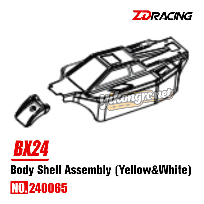 No.240065 ZD BX 24 Parts Body Shell Assembly (Yellow & White Carbon Fiber Pattern)