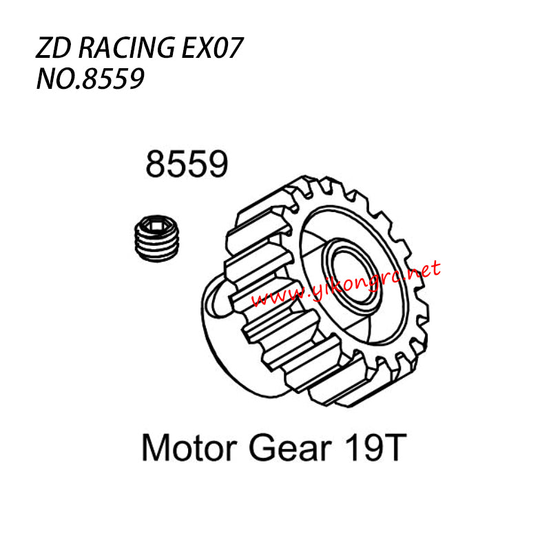 ZD Racing EX07 RC Truck Parts Motor Gear 19t 8559