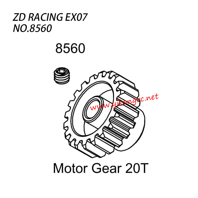 ZD Racing EX07 RC Truck Parts Motor Gear 20t 8560