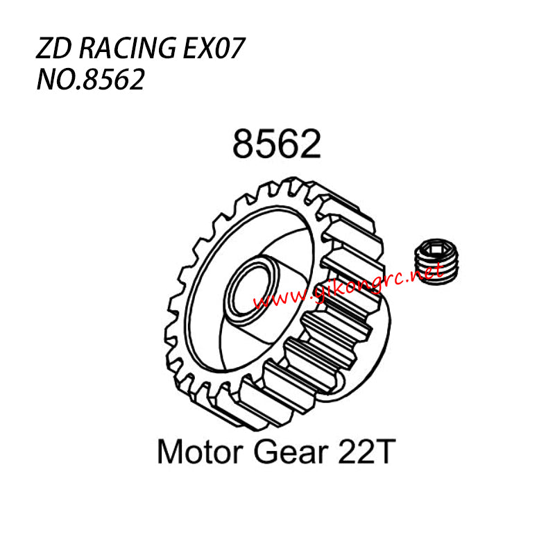 ZD Racing EX07 RC Truck Parts Motor Gear 22t 8562