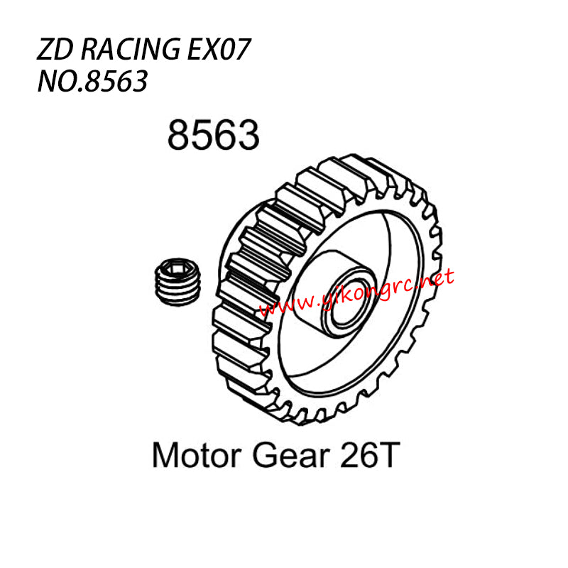 ZD Racing EX07 RC Truck Parts Motor Gear 26t 8563