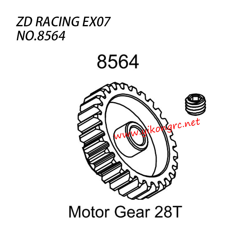 ZD Racing EX07 RC Truck Parts Motor Gear 28t 8564