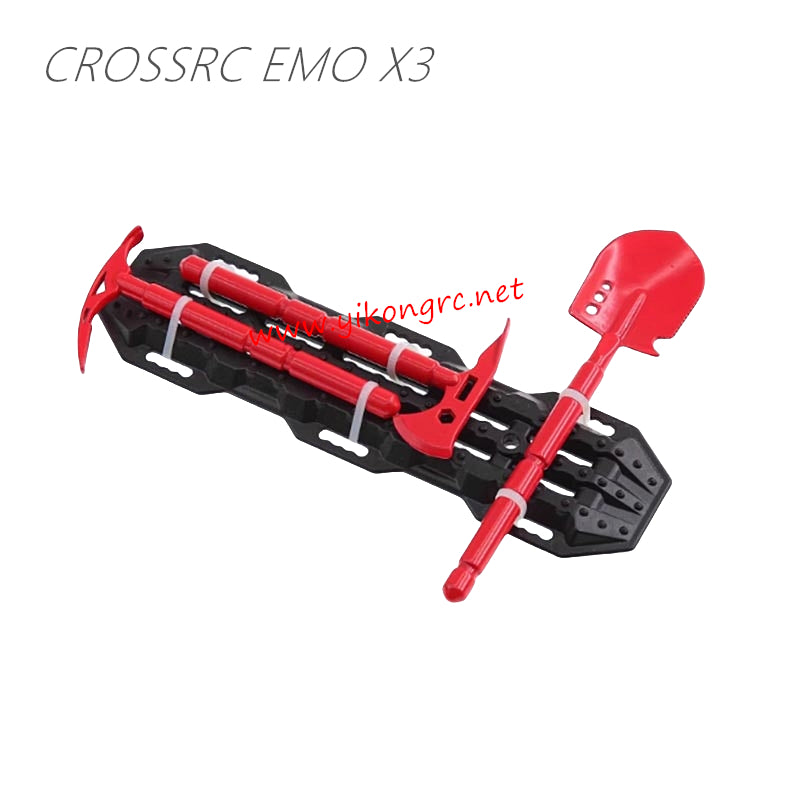 CrossRC EMO X3 Parts Iron shovel, axe, pickaxe, escape board red black