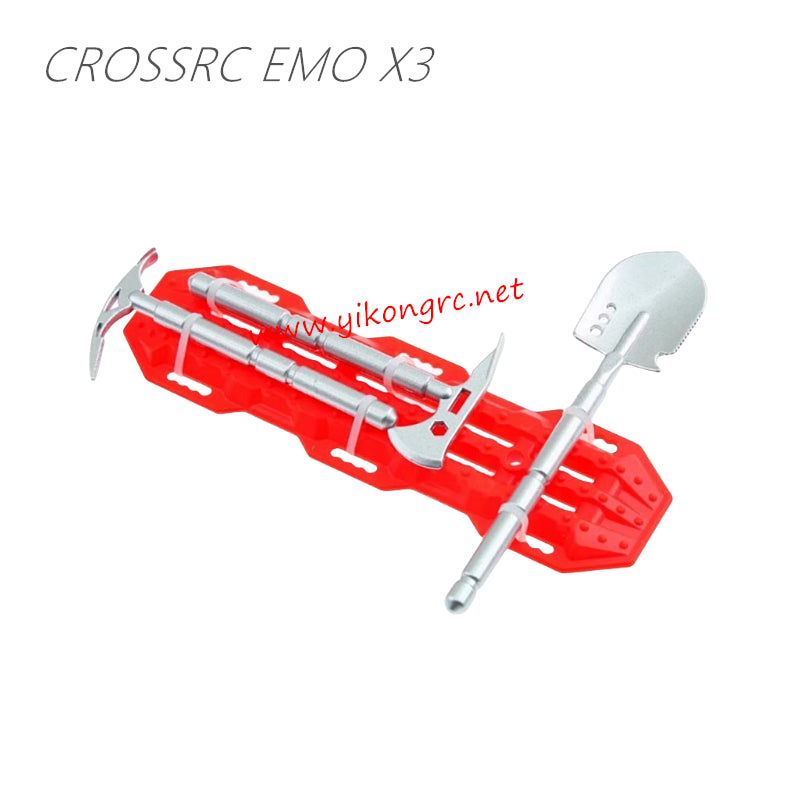 CrossRC EMO X3 Parts Iron shovel, axe, pickaxe, escape board silver red