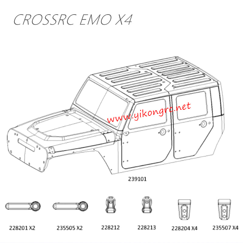 CrossRC EMO X4 Parts Orange front shell, decorative parts CS-97401279