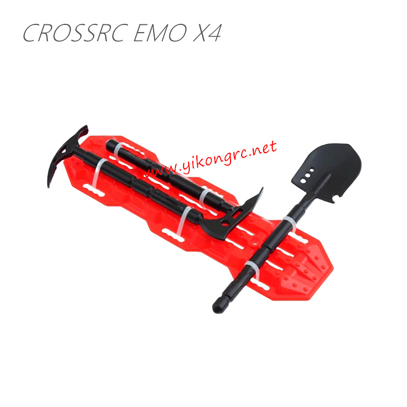 CrossRC EMO X4 Parts Shovel, axe, pickaxe, escape board Black red