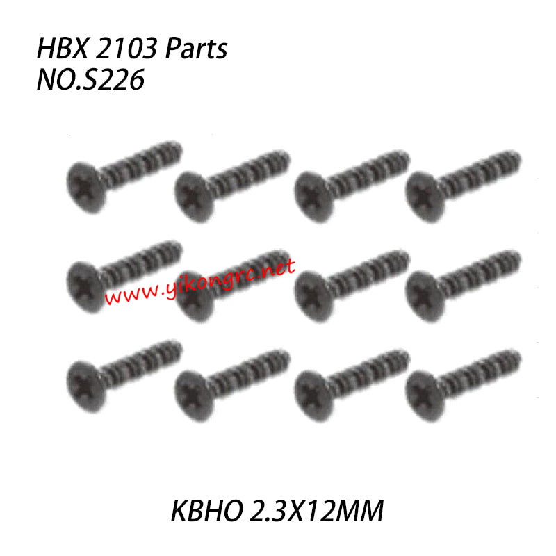 HBX 2103 Parts Countersunk Self Tapping (KBHO 2.3X12MM) S226