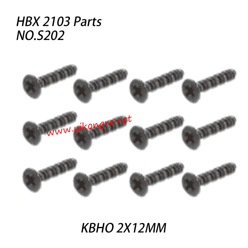 HBX 2103 Parts Countersunk Self Tapping (KBHO 2X12MM) S202