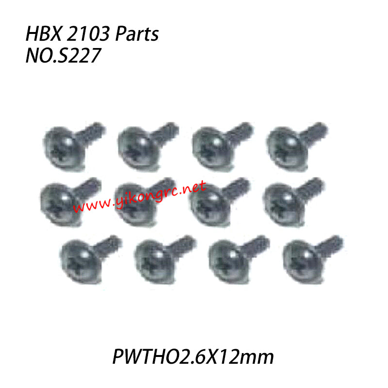 HBX 2103 Parts Flange Head Self Tapping Screws (PWTHO2.6X12mm) S227