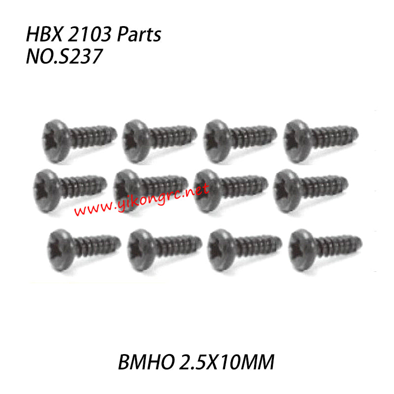 HBX 2103 Parts Pan Head Fine Thread Screws (BMHO 2.5X10MM) S237