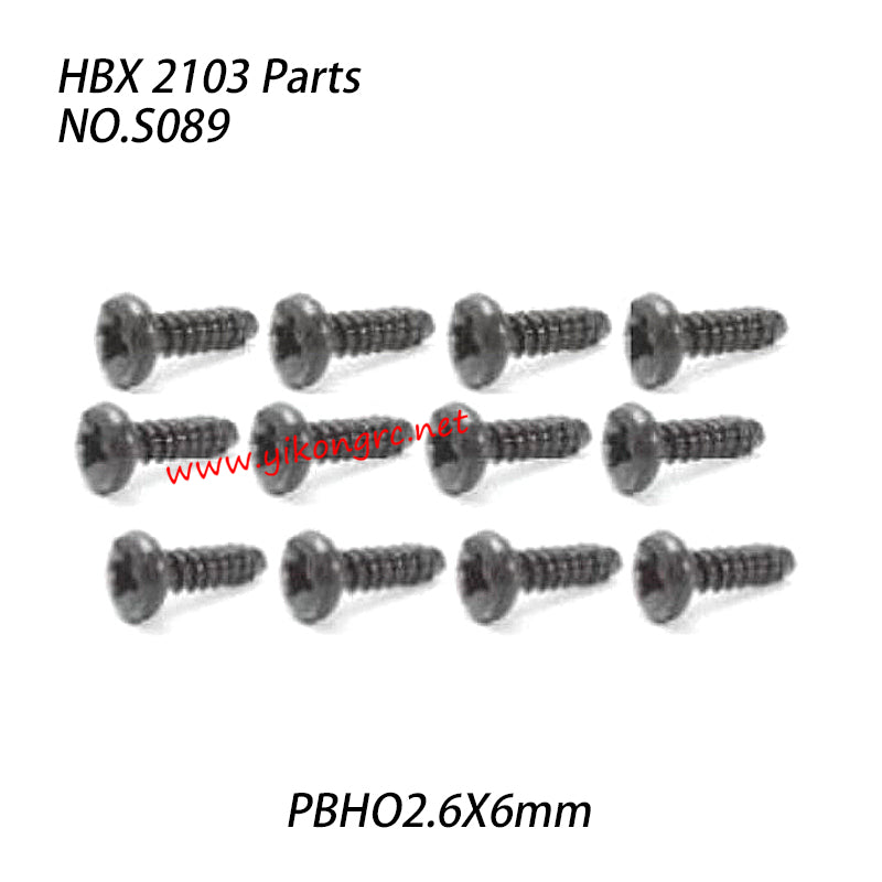 HBX 2103 Parts Pan Head Self Tapping Screws (PBHO2.6X6mm) S089