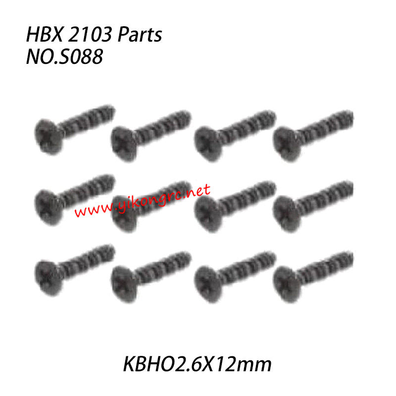 HBX 2103 RC Car Parts T10 Countersunk Self Tapping Screws (KBHO2.6X12mm) S088