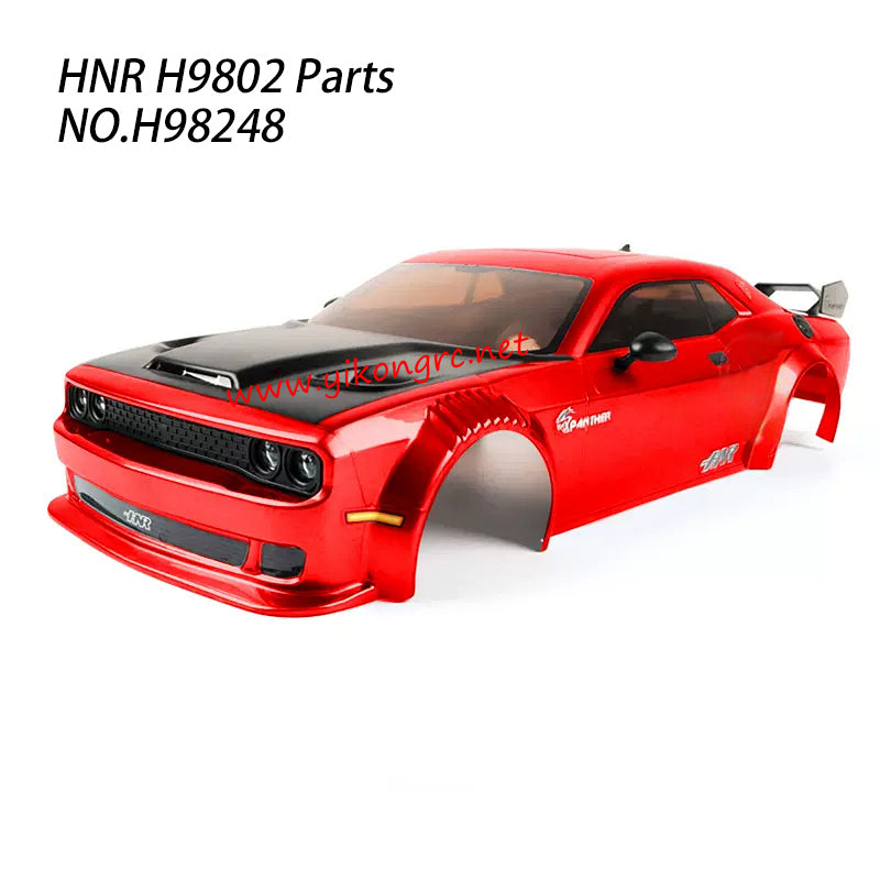HNR H9802 RC Car Parts Assembled PC Car Body with Lights H98248 RED