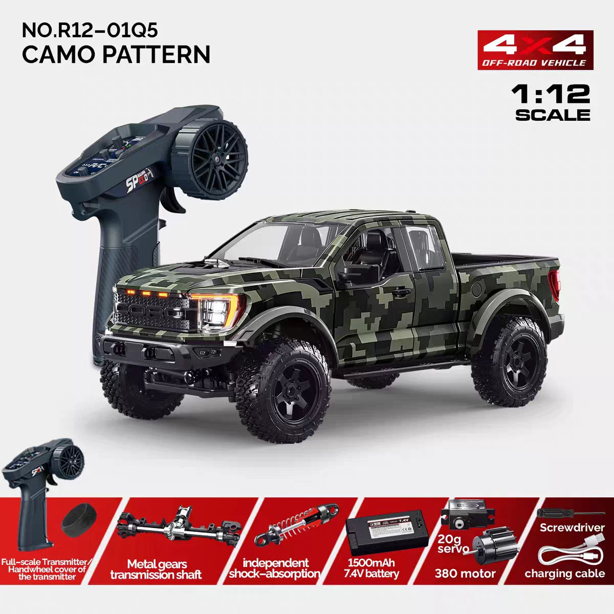 HONGXING TOYS R12-01Q5 1/12 4WD RC Truck RTR GREEN