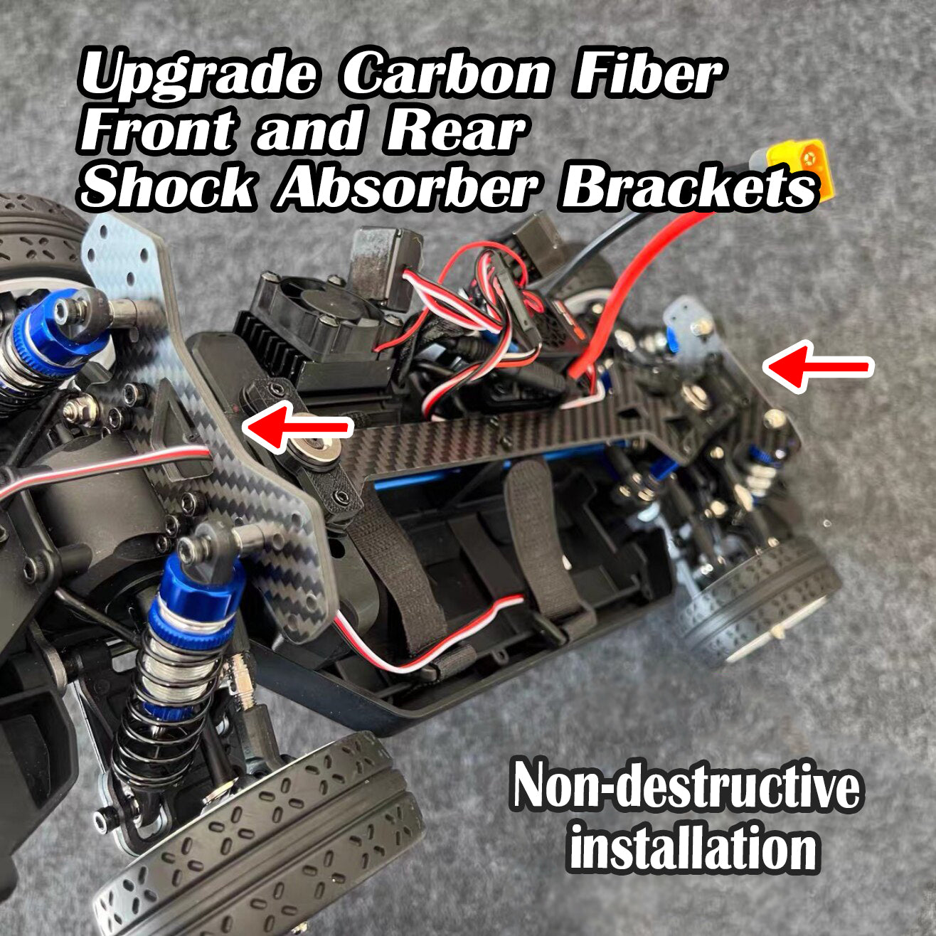 MJX Hyper Go 10303/10304 Upgrade Parts Carbon Fiber Front and Rear Shock Absorber Brackets