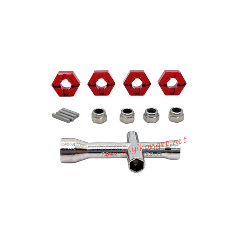 MJX Hyper Go 14301 RC Car Upgrade Parts M4 Nut, Sleeve, 12mm Coupler RED